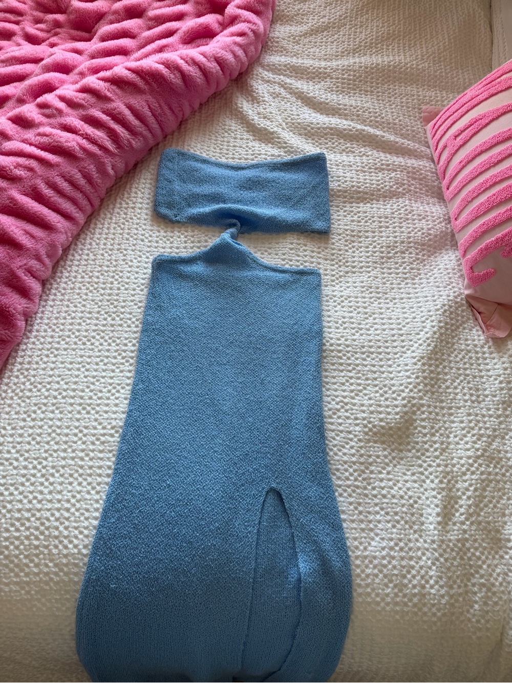 Beginning Boutique Light Blue Knit Tube Dress